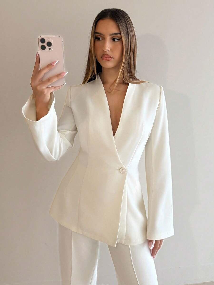 SHEIN KREMOWA MARYNARKA GUZIK S06__L