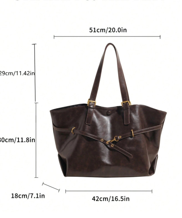 SHEIN BRĄZOWA TOREBKA IMITACJA SKÓRY S07__42X18X30