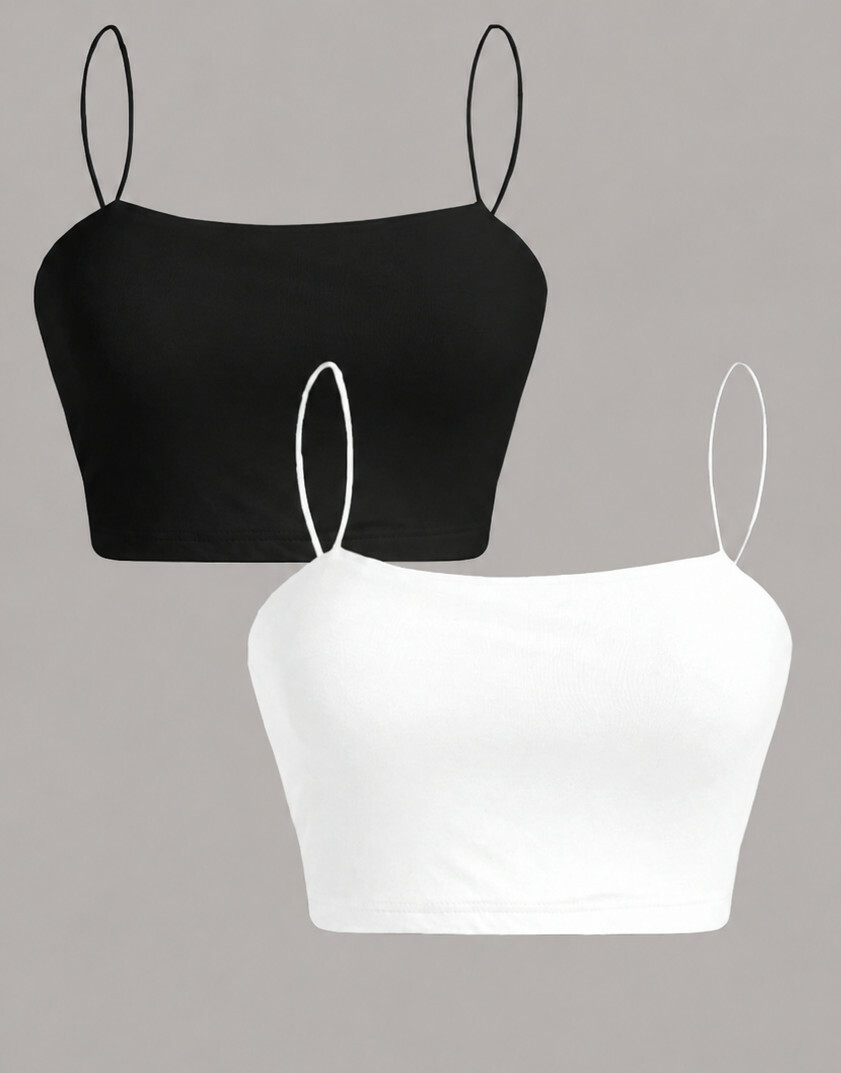 SHEIN GŁADKI TOP NA RAMIĄCZKACH 2-PACK PK01__XL