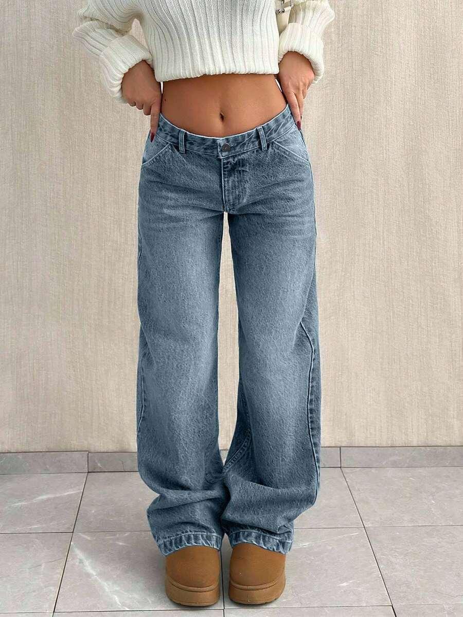 EURMUSE NIEBIESKIE SPODNIE JEANS S06__L