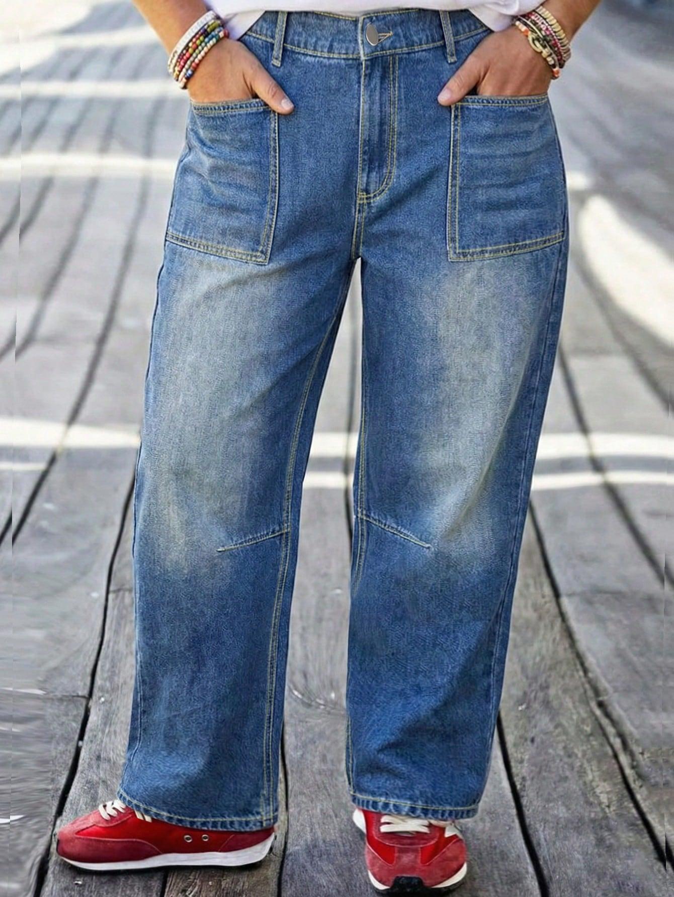 SHEIN NIEBIESKIE JEANSY KIESZENIE S06__52