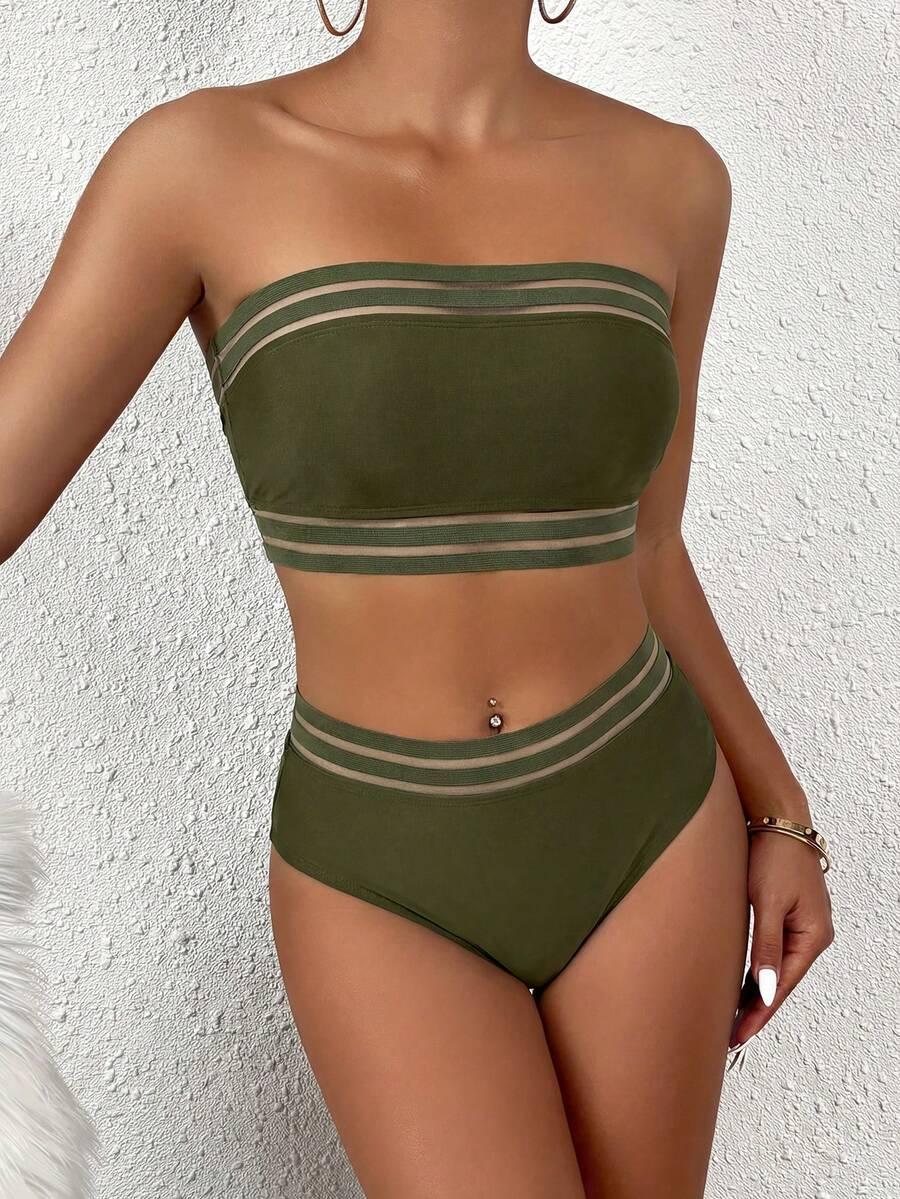 SHEIN ZIELONY DWUCZĘŚCIOWY STRÓJ KĄPIELOWY S06__XL