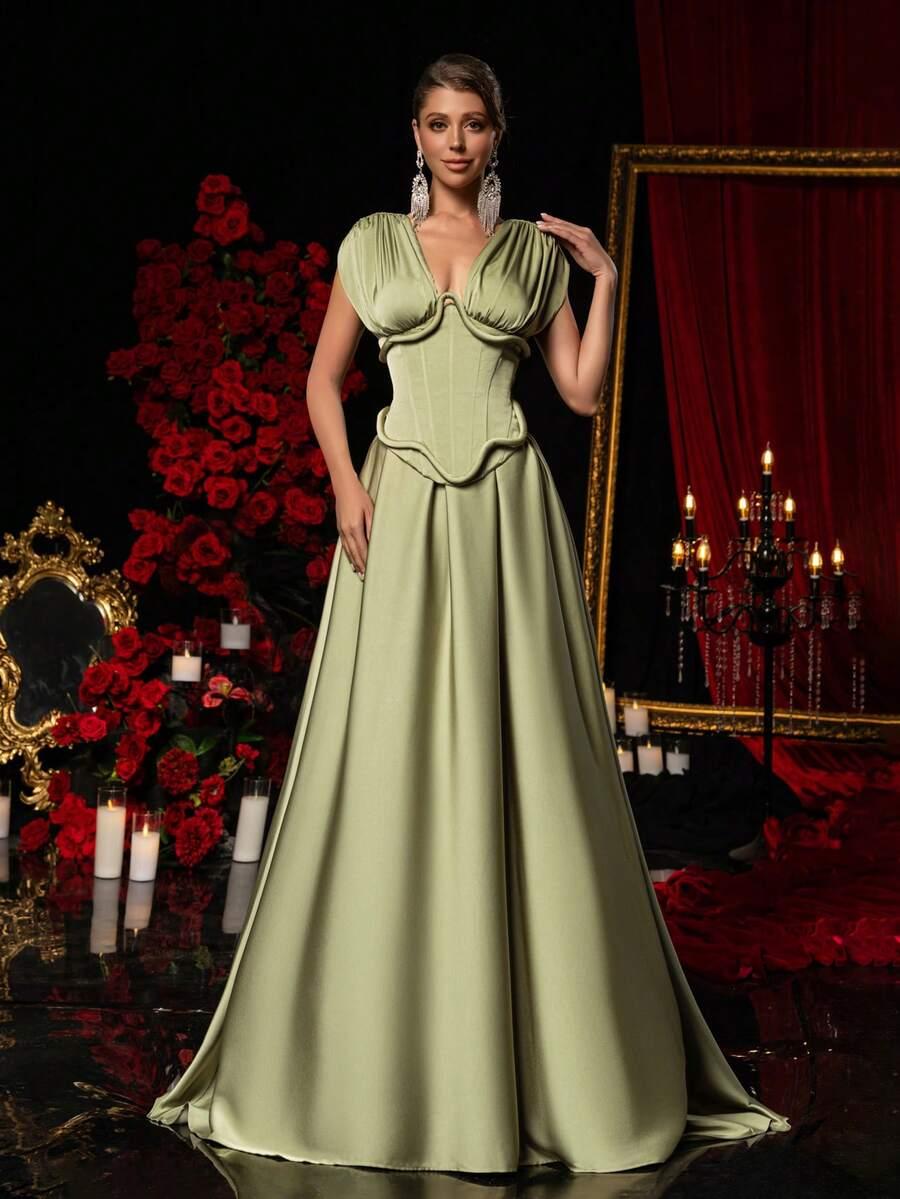 SHEIN ZIELONA MAXI SUKIENKA S06__L