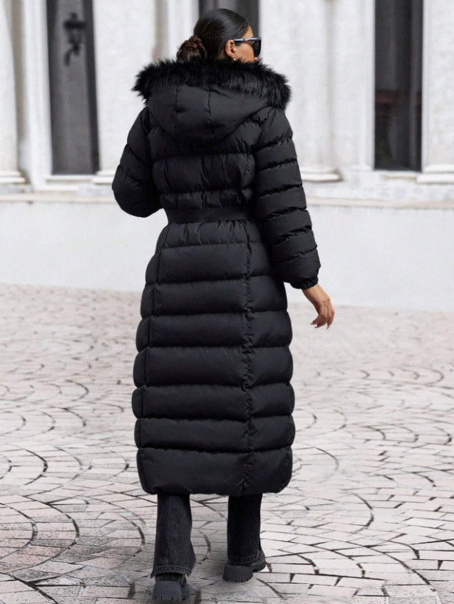 SHEIN CZARNA PIKOWANA KURTKA KAPTUR W01__52