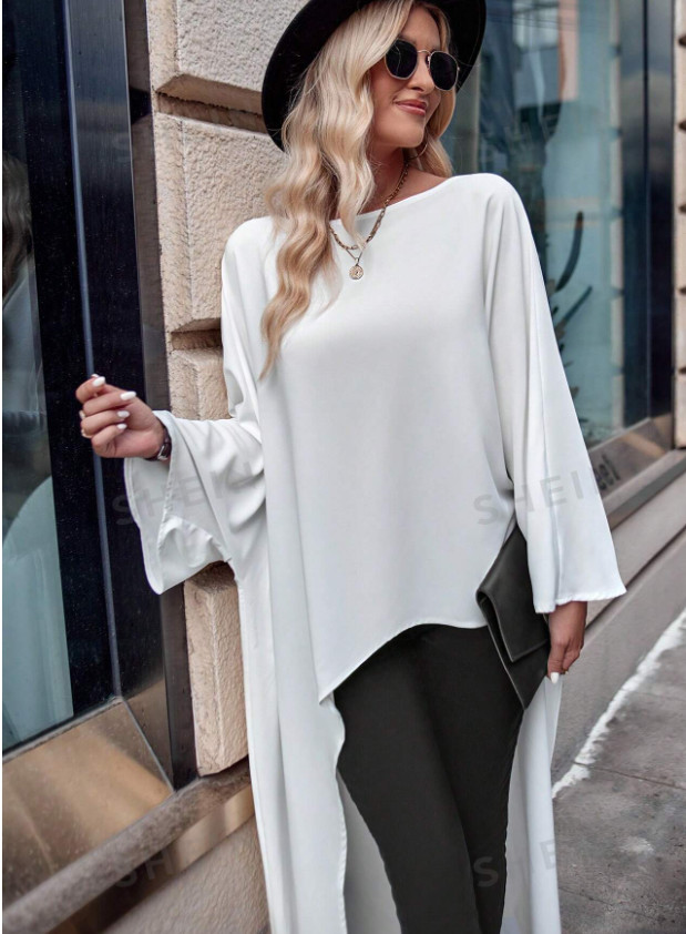 SHEIN BIAŁA DŁUGA BLUZKA DŁUGI RĘKAW S06__M