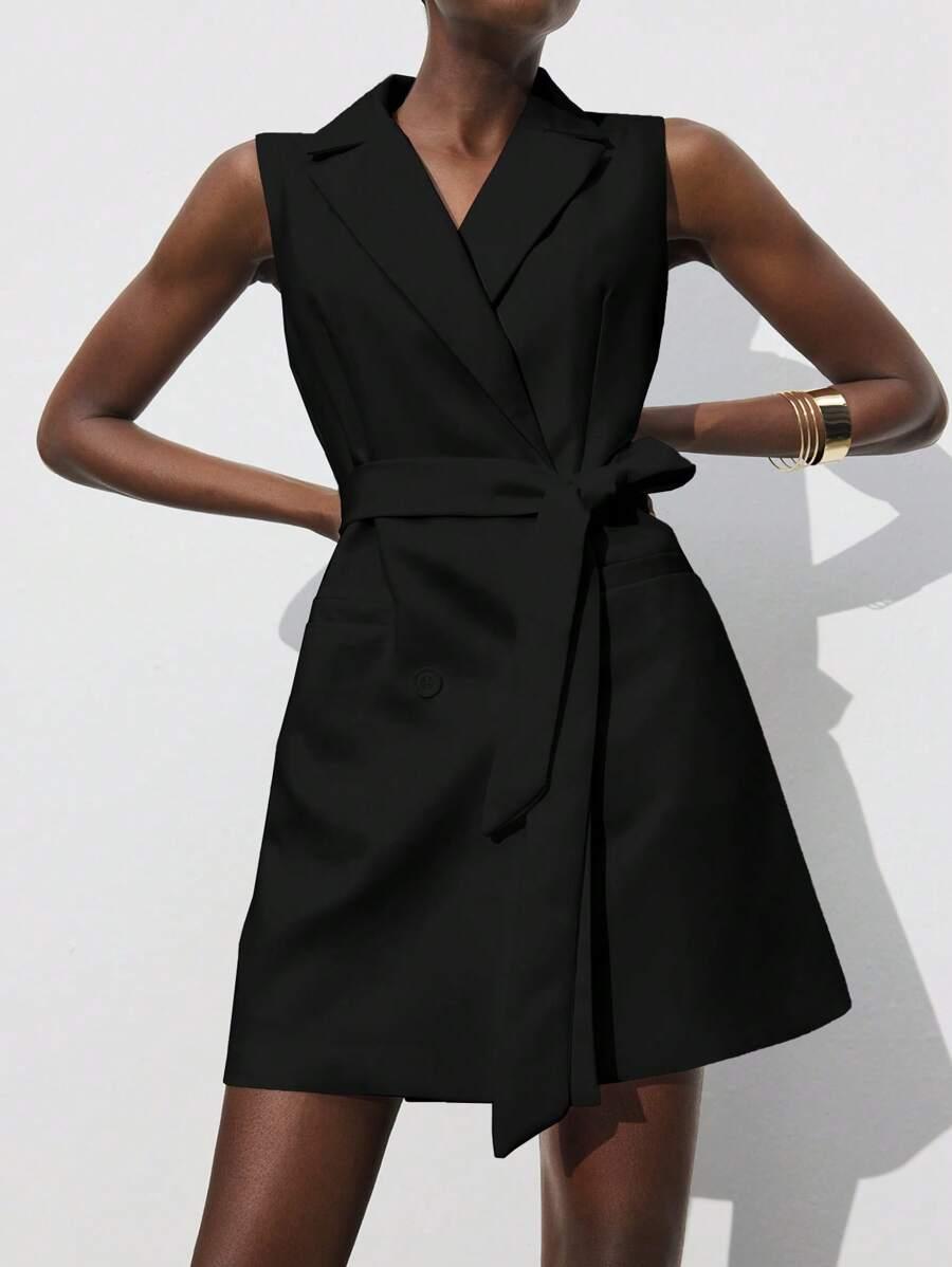 SHEIN CZARNA KOPERTOWA SUKIENKA S06__M