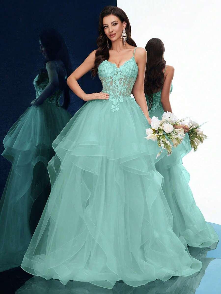 SHEIN ZIELONA MAXI SUKIENKA S09__S