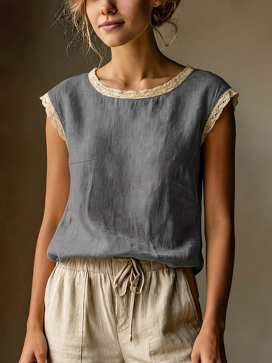 SHEIN NIEBIESKA BLUZKA KORONKA S06__48