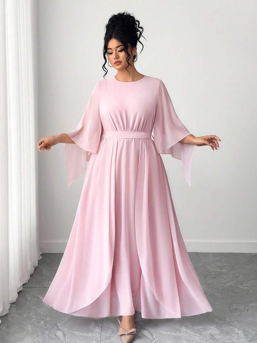 SHEIN RÓŻOWA MAXI SUKIENKA S06__48