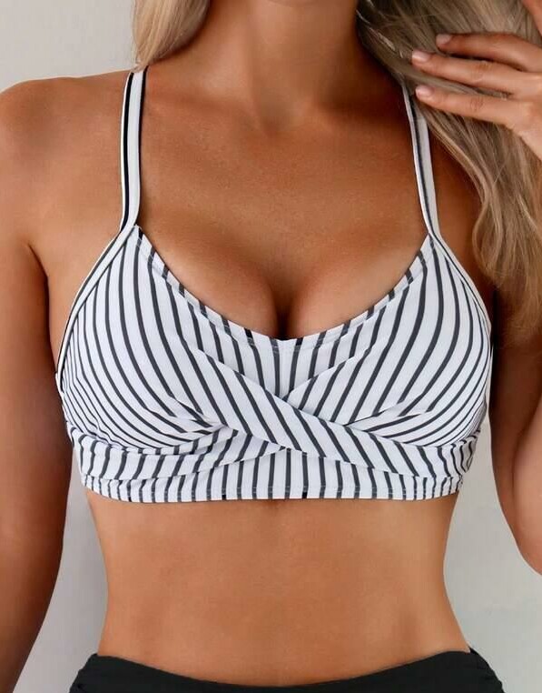 SHEIN GÓRA OD BIKINI WZÓR PASKI S09__L