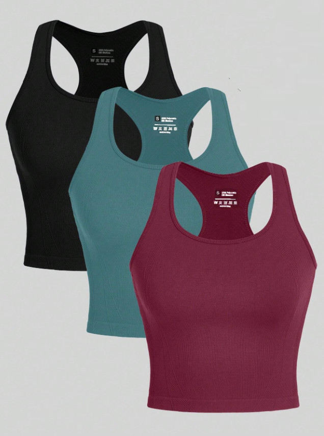SHEIN CZARNY BEZSZWOWY TOP SPORTOWY S06__M