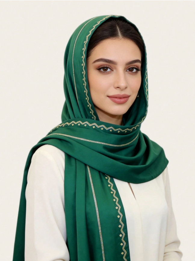 SHEIN ZIELONA CHUSTA NA GŁOWĘ S07__180X70