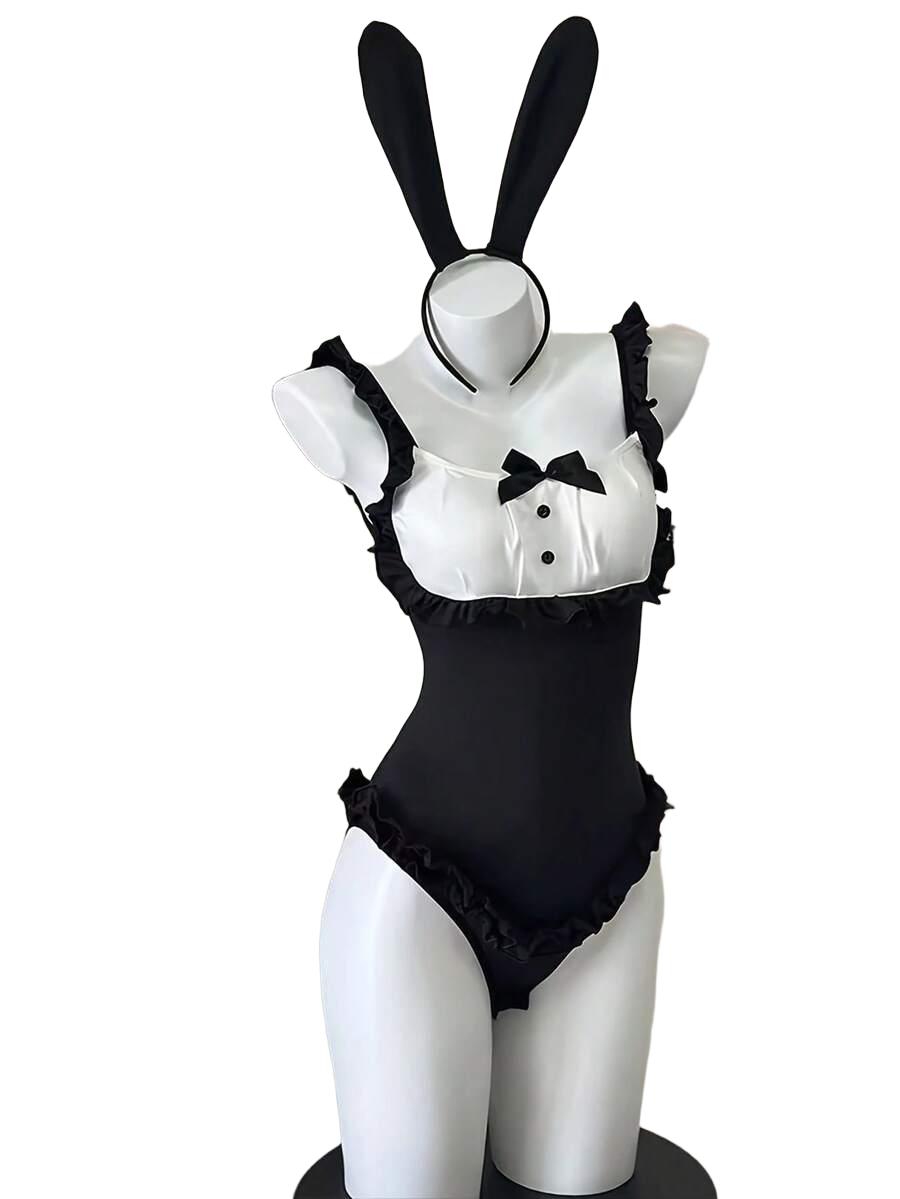 SHEIN CZARNY KOSTIUM KRÓLIKA S07__M