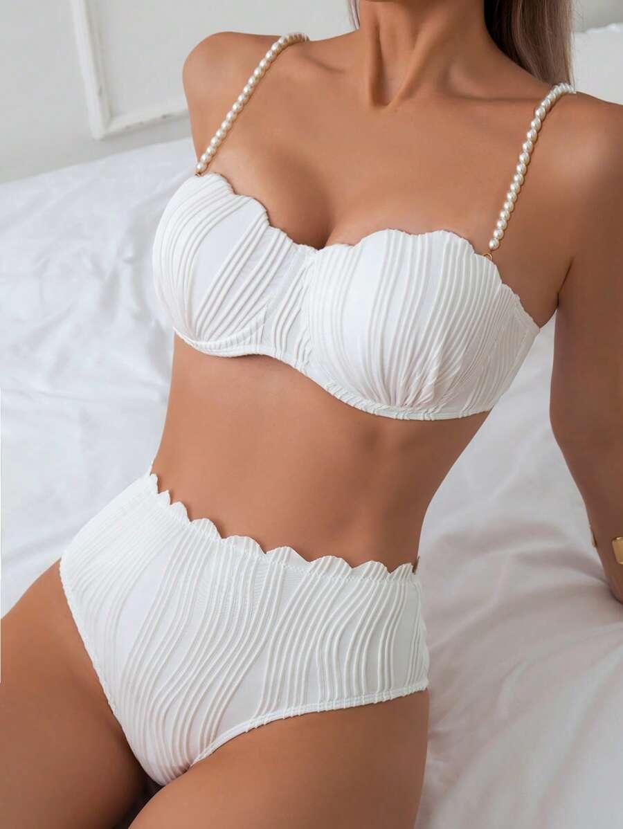 SHEIN BIAŁY DWUCZĘŚCIOWY STRÓJ KĄPIELOWY S09__S