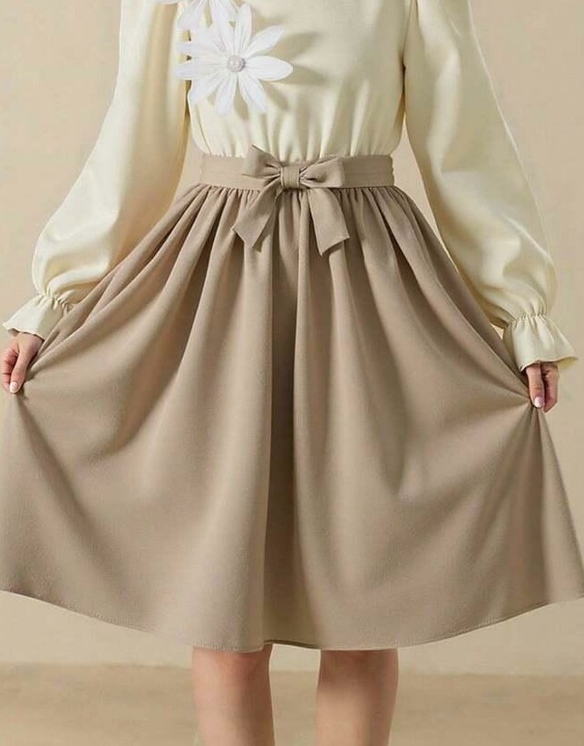 SHEIN ROZKLOSZOWANA SPÓDNICA KOKARDA S06__140-146