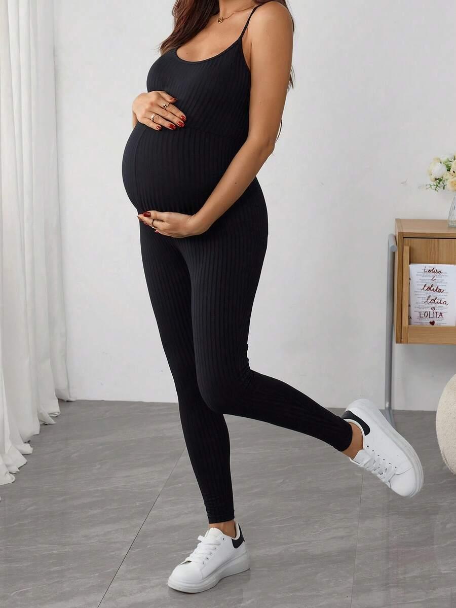SHEIN CZARNY CIĄŻOWY KOMBINEZON S06__M