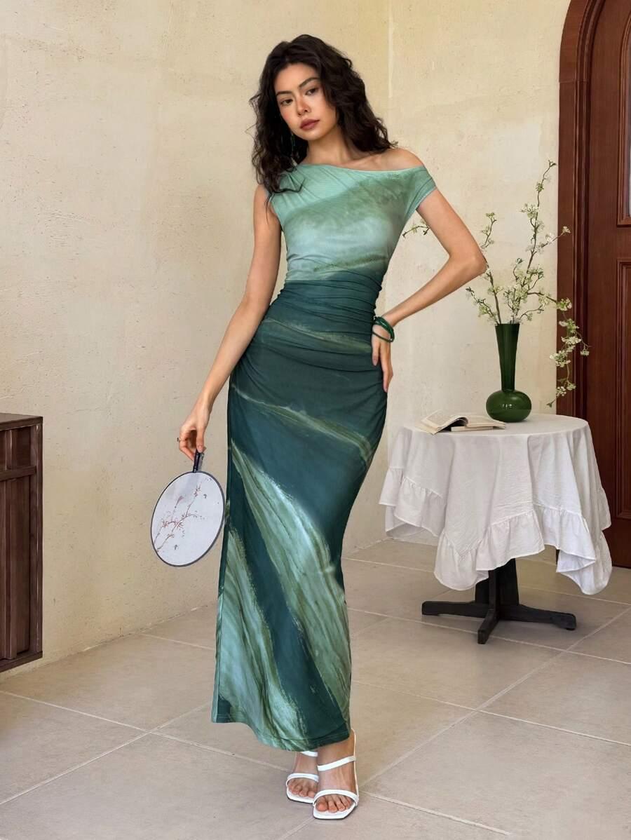 SHEIN ZIELONA MAXI SUKIENKA S06__S
