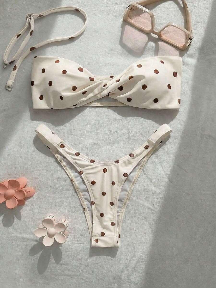 SHEIN DWUCZĘŚCIOWY STRÓJ KĄPIELOWY GROSZKI PK01__M