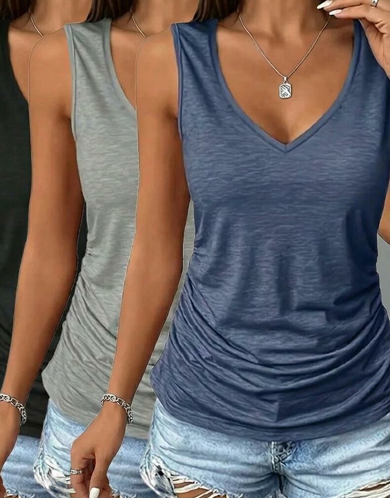SHEIN BLUZKA BEZ RĘKAWÓW V-NECK 2-PACK S06__M