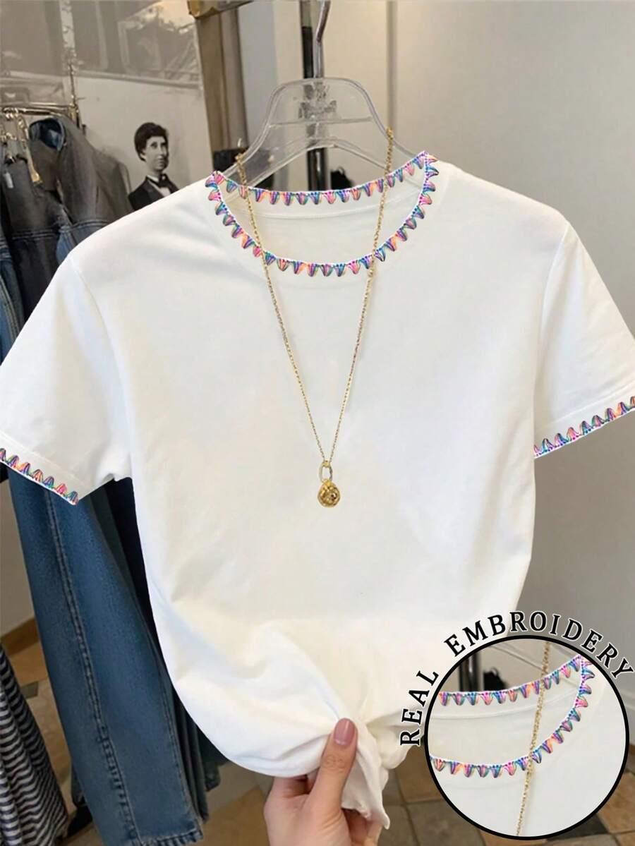 SHEIN BIAŁA BLUZKA KRÓTKI RĘKAW S06__S
