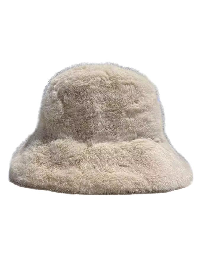 SHEIN BEŻOWA CZAPKA SZTUCZNE FUTRO W01__54/58