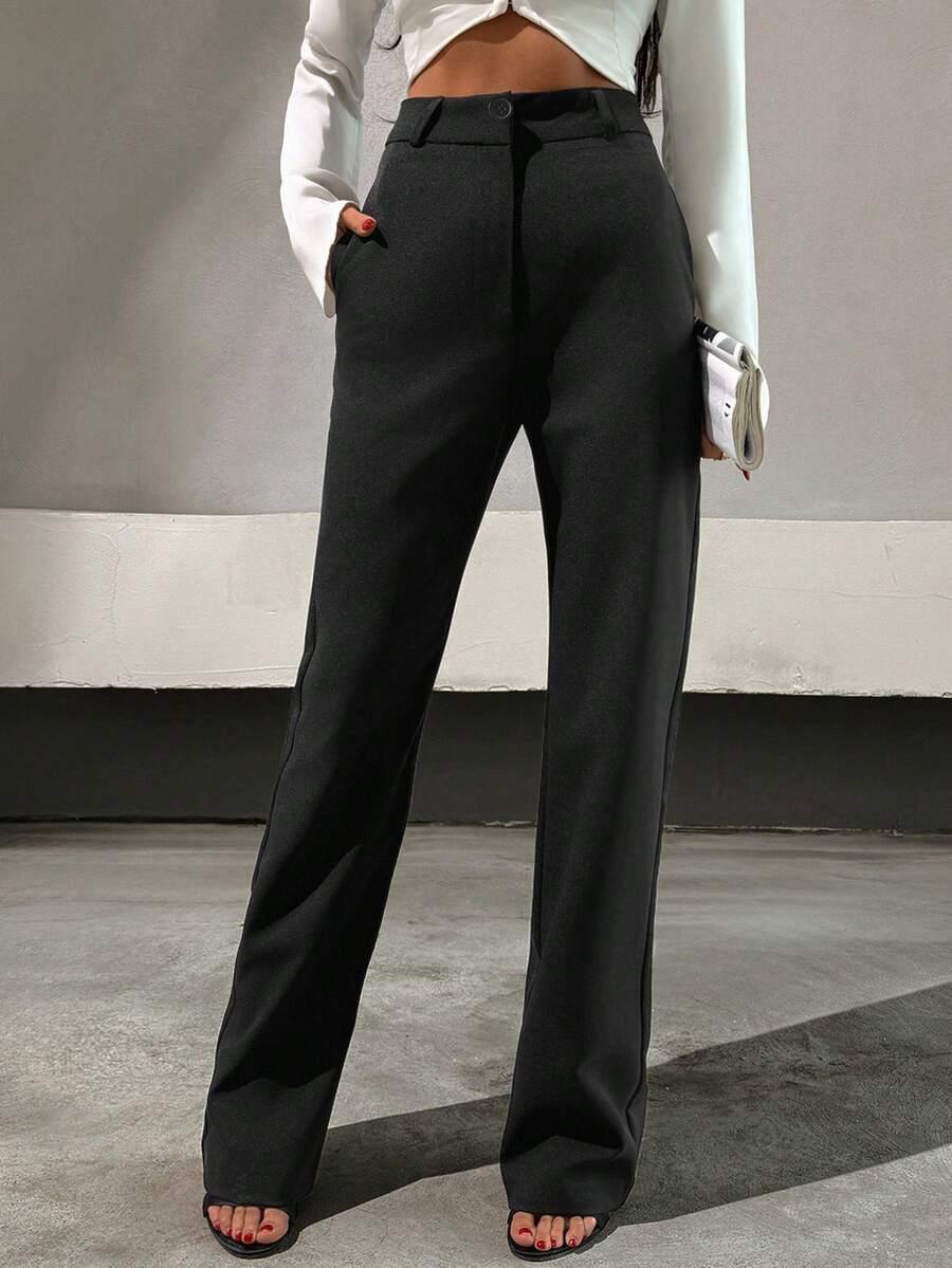 SHEIN CZARNE SPODNIE PROSTA NOGAWKA S06__XL