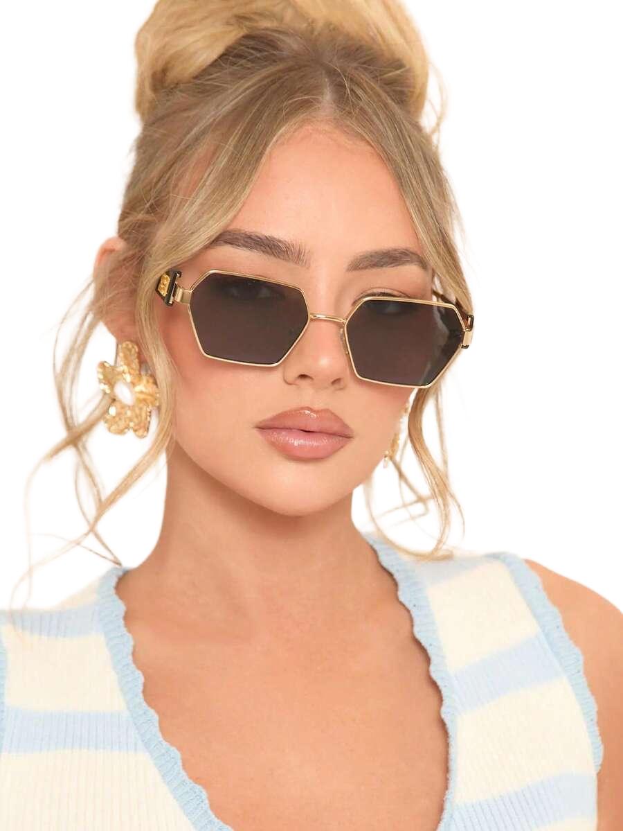 SHEIN OKULARY PRZECIWSŁONECZNE ZŁOTE OPRAWKI S07