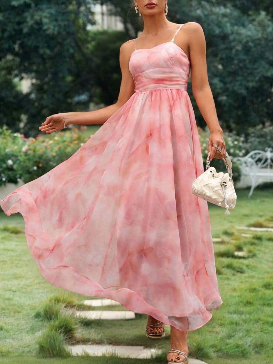 SHEIN RÓŻOWA MAXI SUKIENKA NA RAMIĄCZKACH S06__XXL