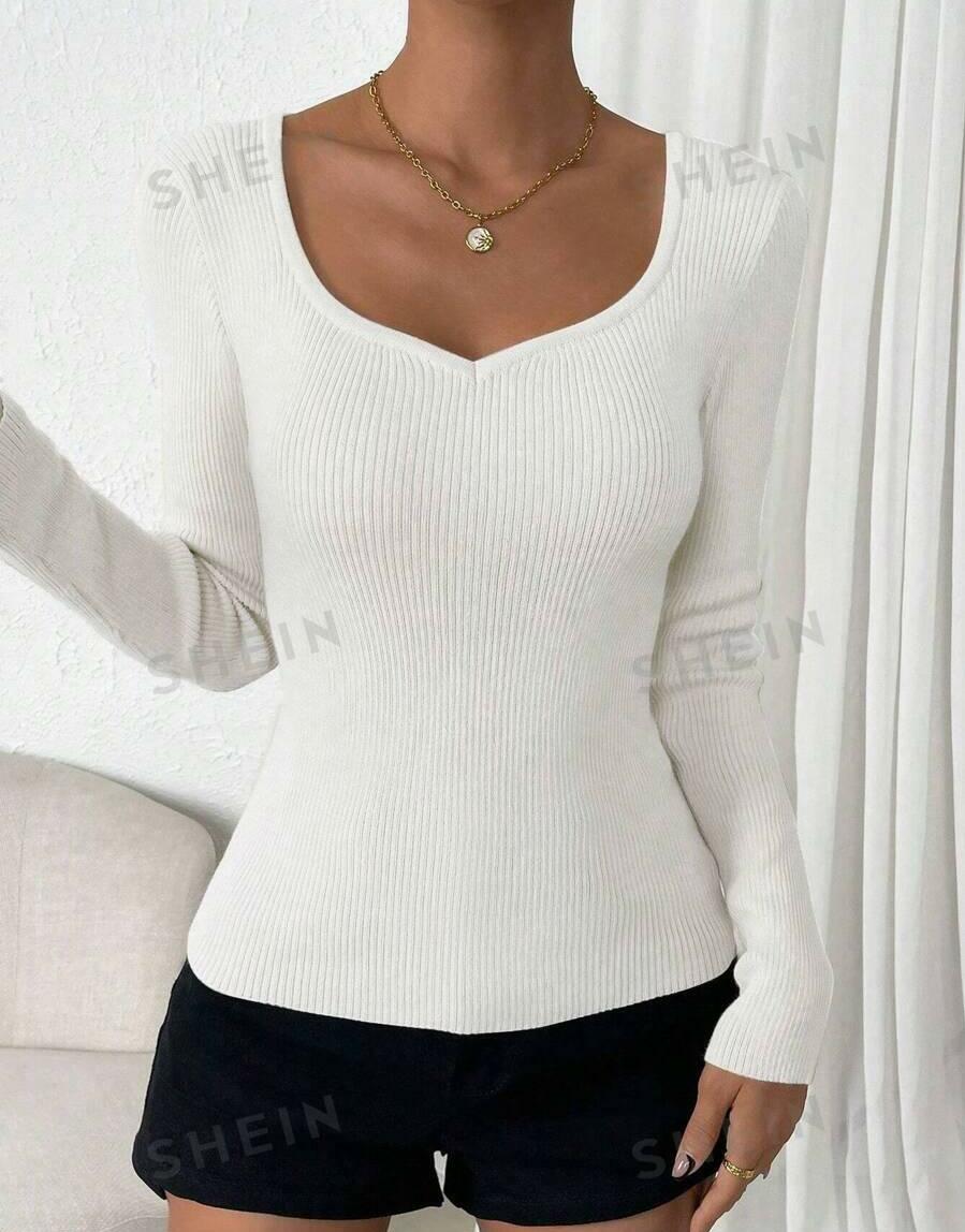 SHEIN BIAŁY PRĄŻKOWANY SWETER S06__XS
