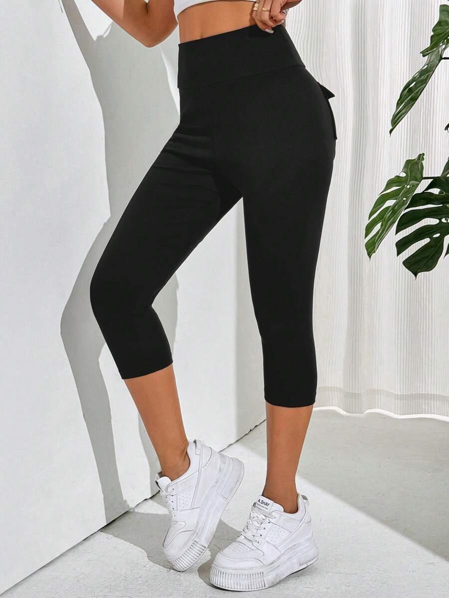 SHEIN CZARNE LEGGINSY KIESZENIE S06__M