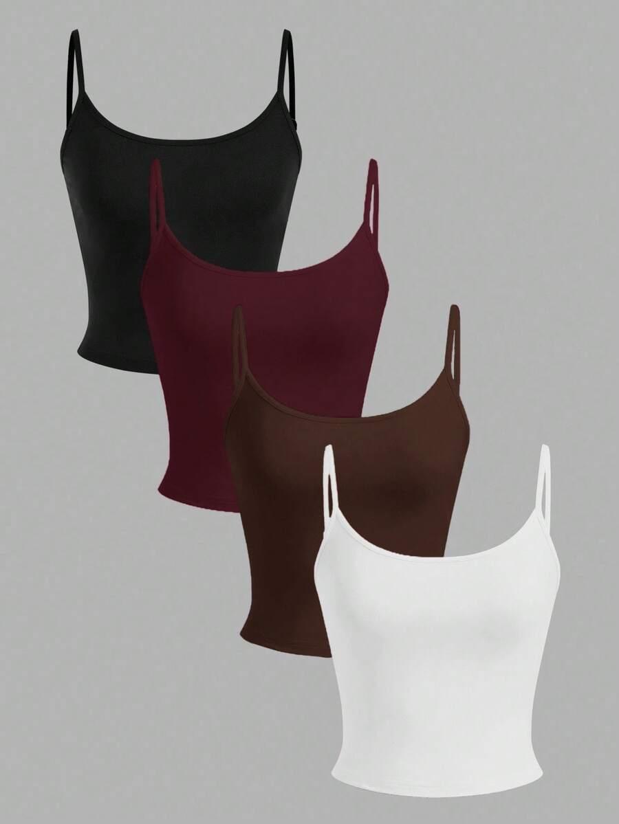 SHEIN TOP NA RAMIĄCZKACH 4-PACK S06__XS