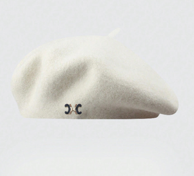SHEIN BIAŁY BERET ZDOBIENIE S07__58
