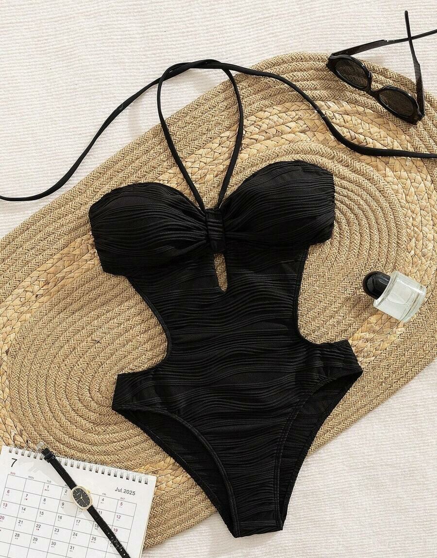SHEIN JEDNOCZĘŚCIOWY STRÓJ KĄPIELOWY TEKSTURA S09__L