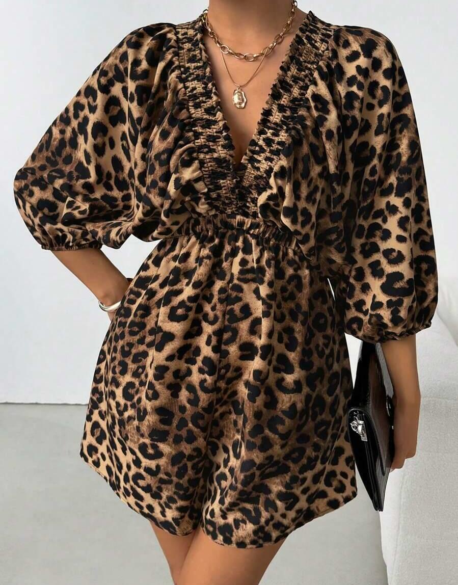 SHEIN KOMBINEZON V-NECK ANIMAL PRINT S06__L