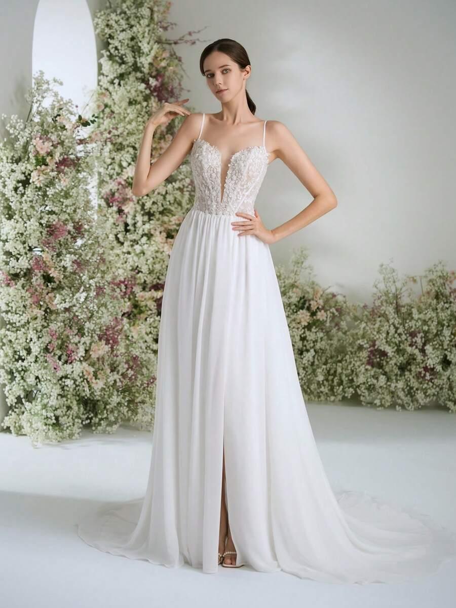 SHEIN BIAŁA SUKNIA ŚLUBNA ZDOBIENIE S06__40