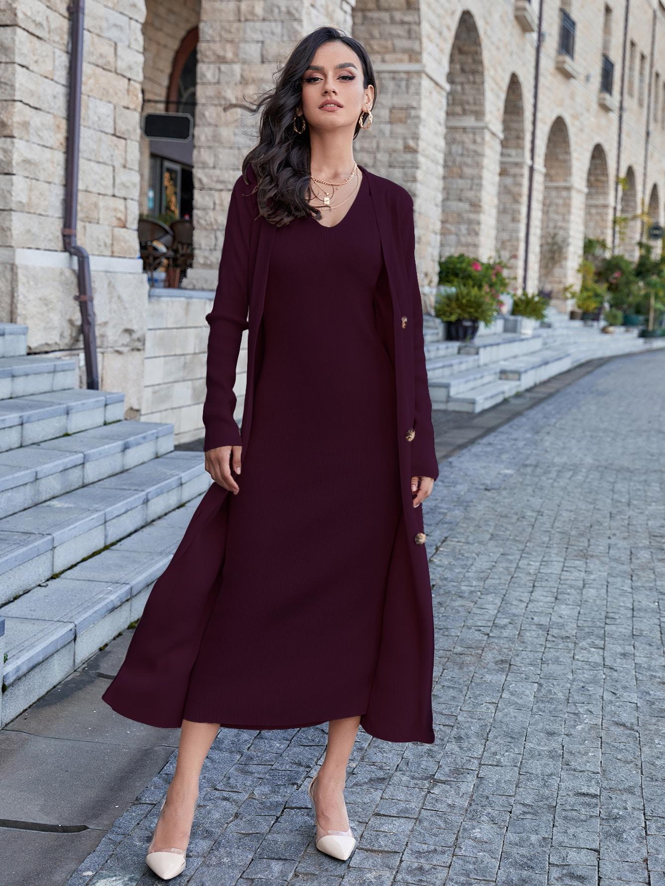 SHEIN FIOLETOWY KOMPLET SUKIENKA SWETER S06__XXL