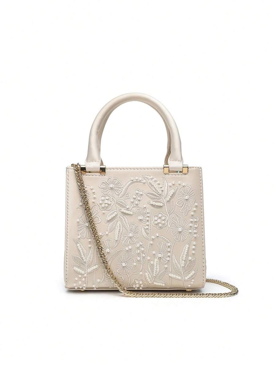 SHEIN BEŻOWA TOREBKA ZDOBIENIE S07__18X8X16
