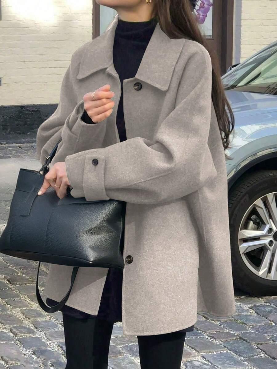 SHEIN SZARY PŁASZCZ GUZIKI S06__M