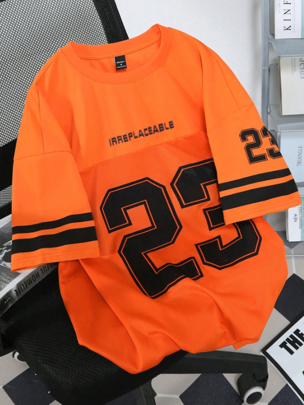 SHEIN POMARAŃCZOWA KOSZULKA SPORTOWA NAPIS S06__M