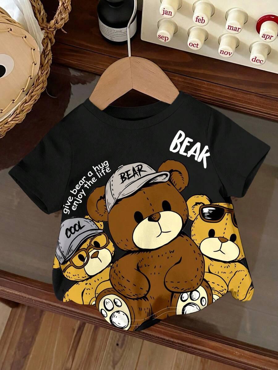 SHEIN T-SHIRT NADRUK OKRĄGŁY DEKOLT S06__80/86