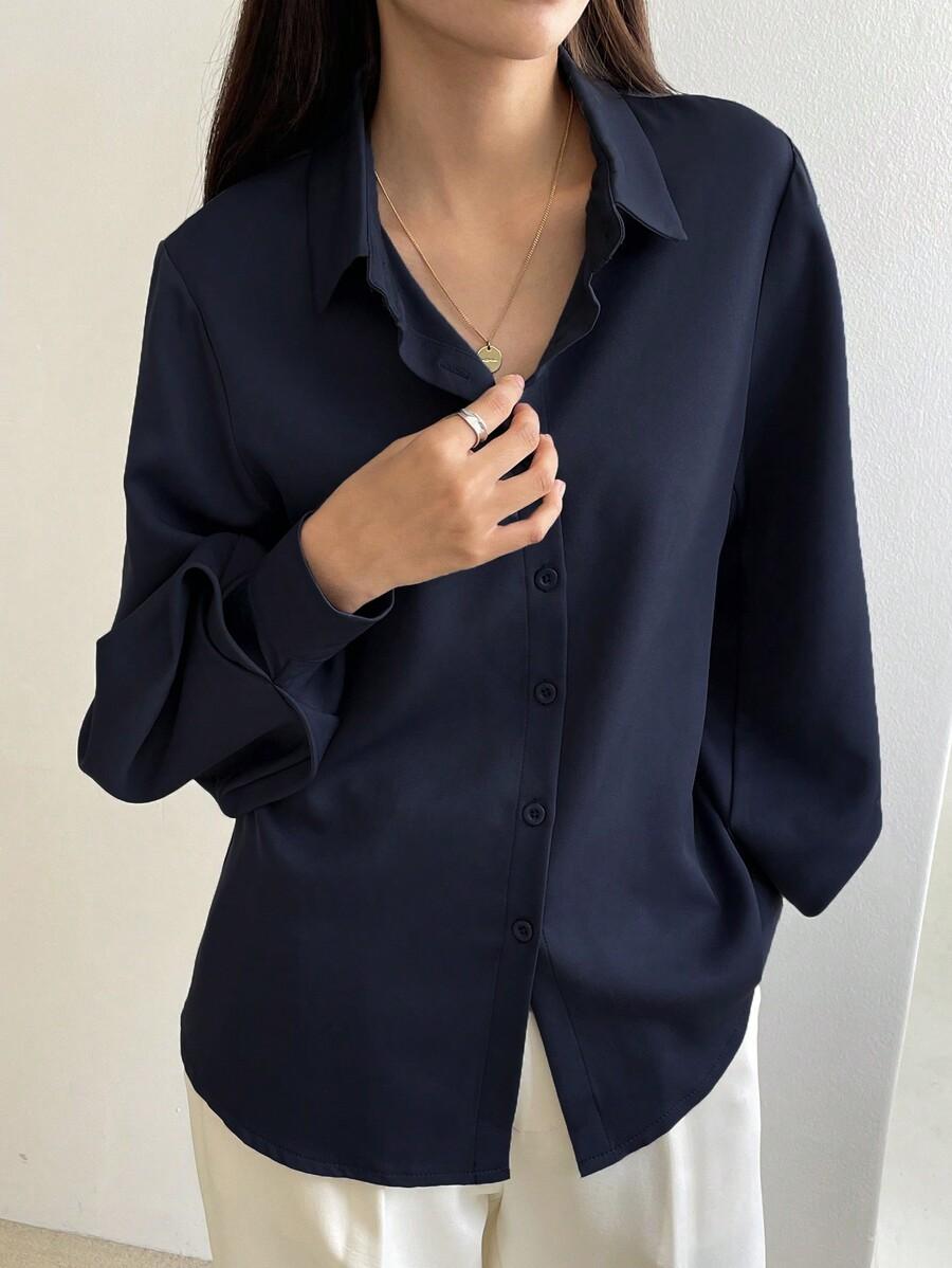 SHEIN GRANATOWA KOSZULA GUZIKI S06__S