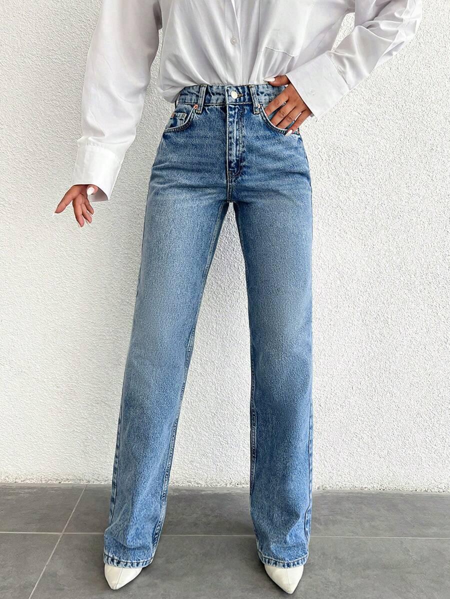 SHEIN NIEBIESKIE SPODNIE JEANS WYSOKI STAN