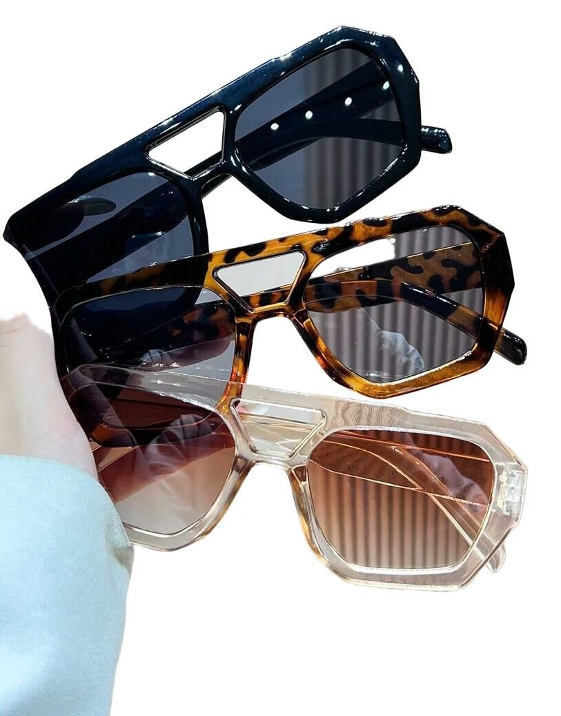 SHEIN BEŻOWE OKULARY PRZECIWSŁONECZNE S07