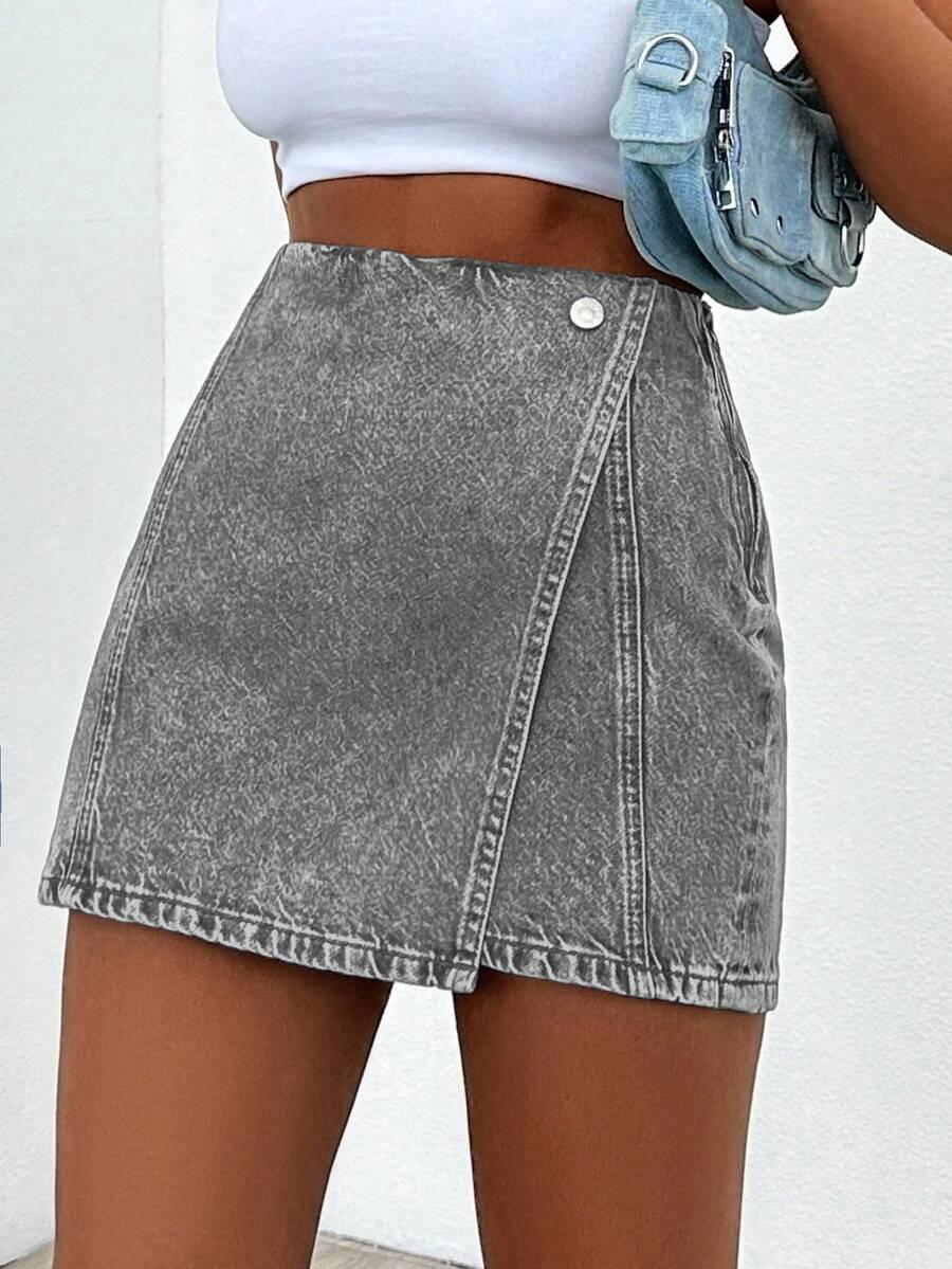 SHEIN SZARE SPÓDNICO-SPODENKI JEANS S06__M