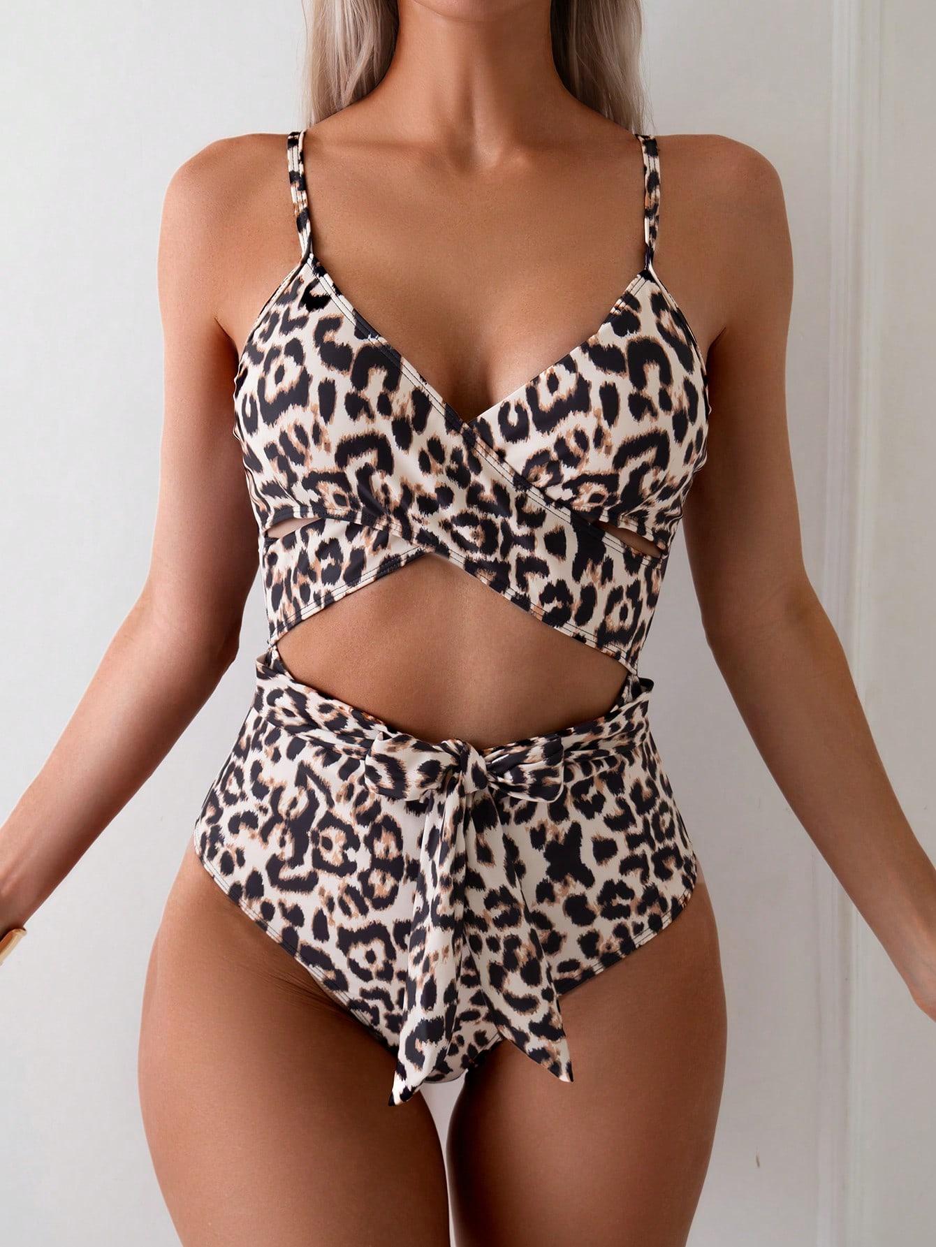 SHEIN KOSTIUM KĄPIELOWY ANIMAL PRINT S09__M
