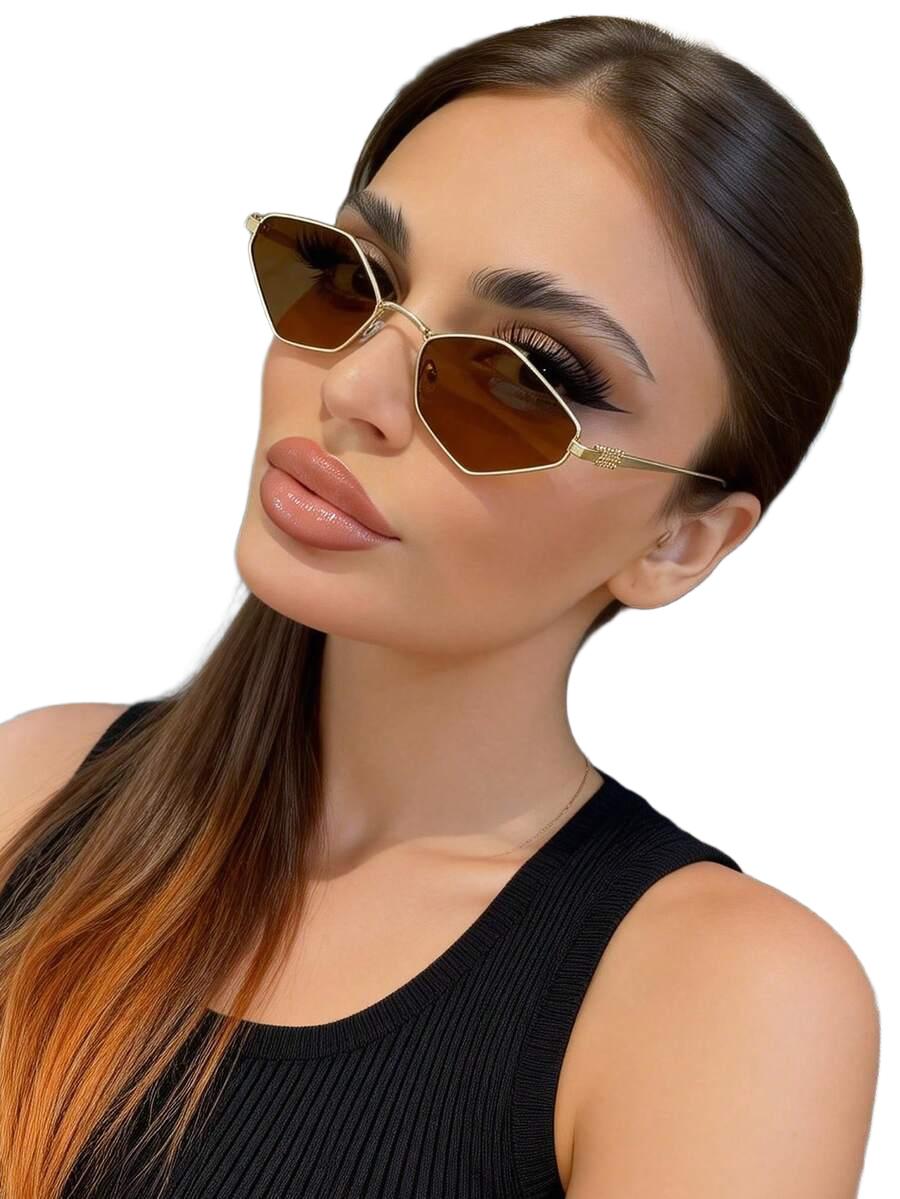 SHEIN OKULARY PRZECIWSŁONECZNE ZŁOTE OPRAWKI S07