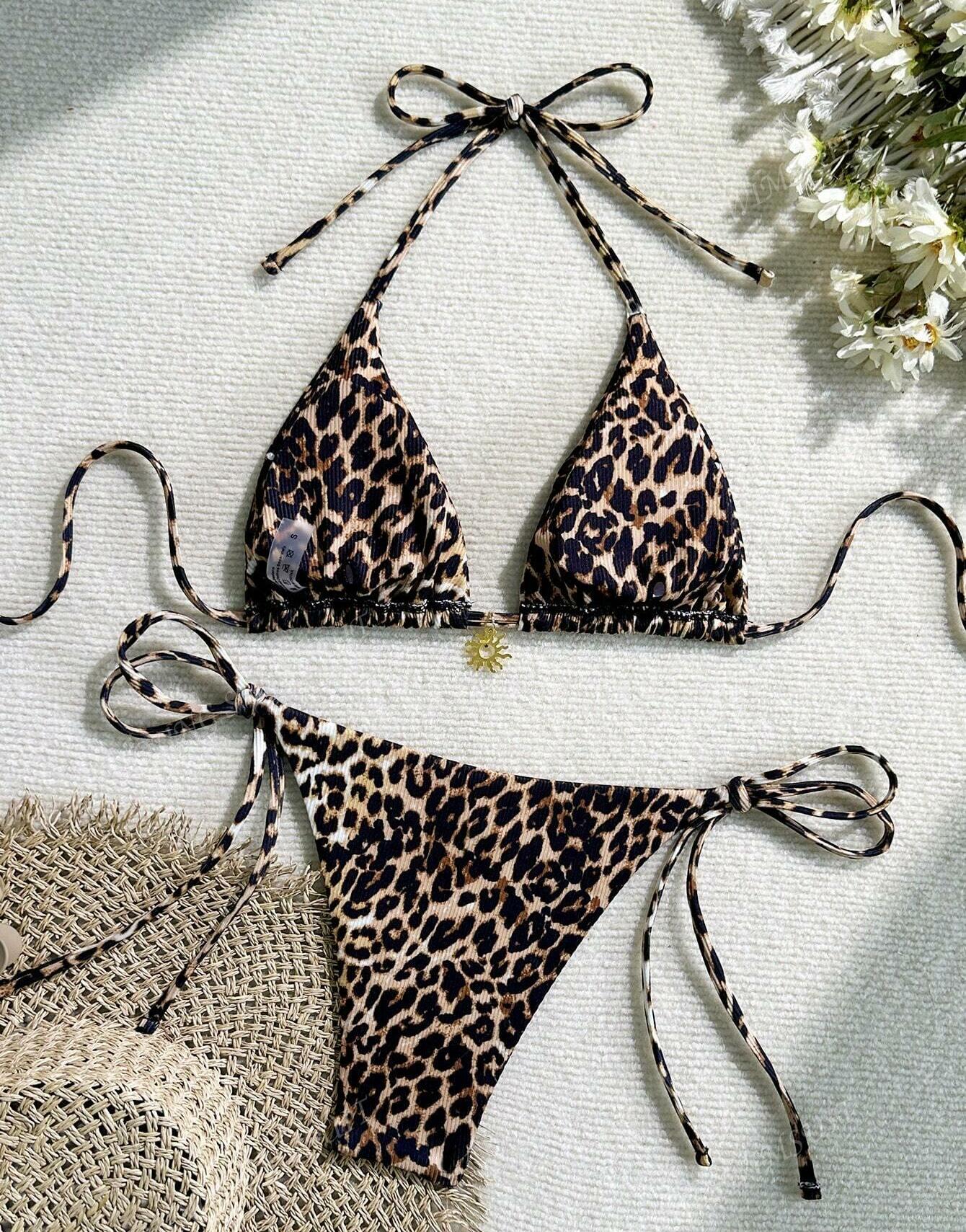 SHEIN KOMPLET BIKINI ANIMAL PRINT WIĄZANIE S09__XS