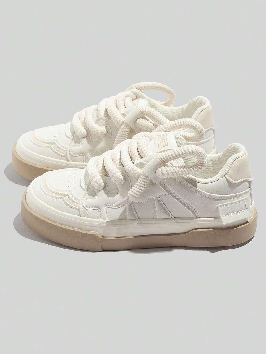 SHEIN KREMOWE SZNUROWANE BUTY SPORTOWE