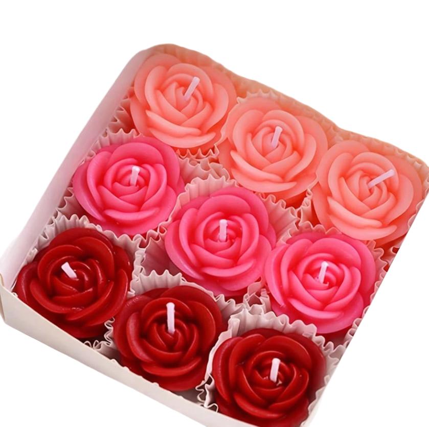 SHEIN ŚWIECA RÓŻA 9SZT S07__4X4CM