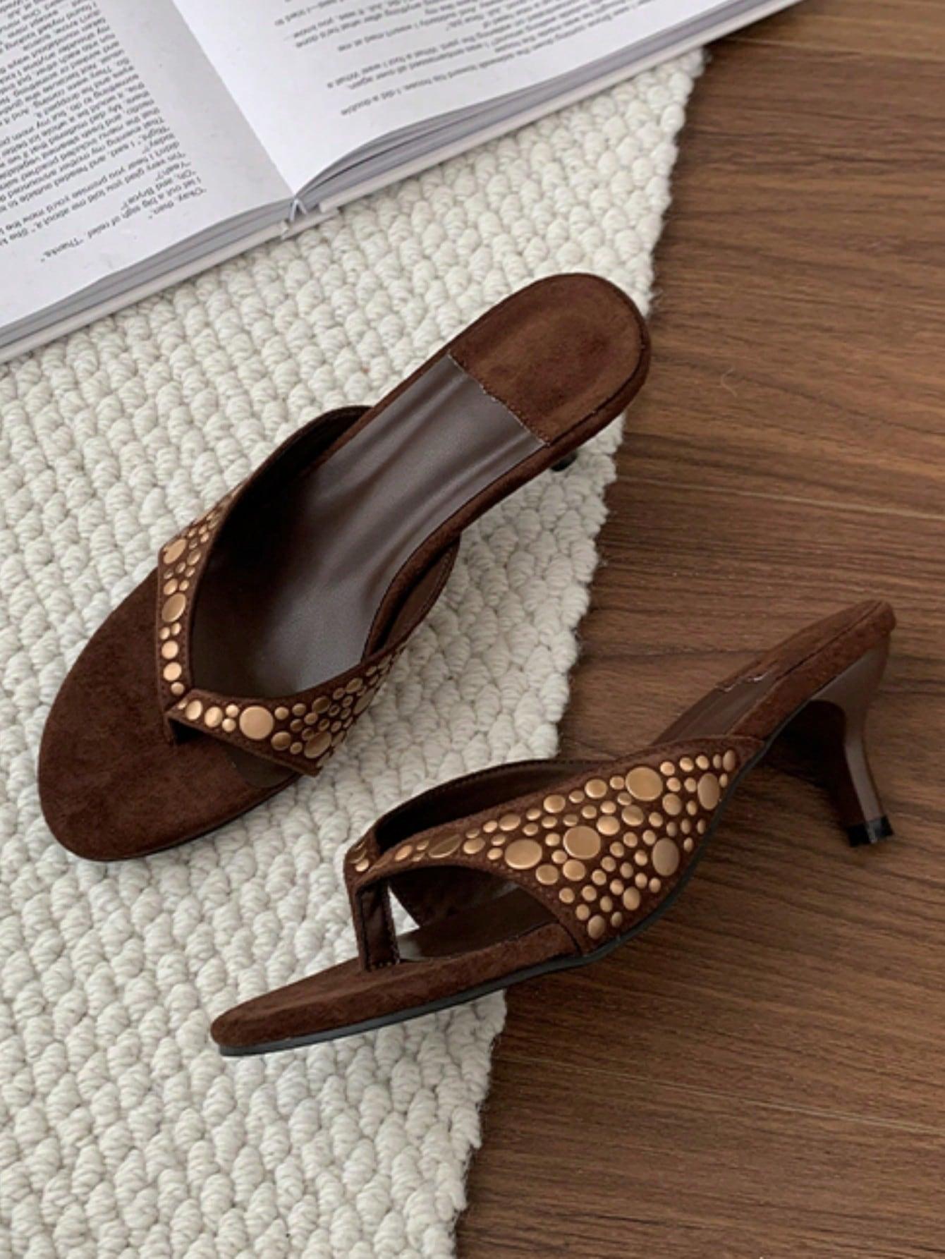 SHEIN-PLAYWRIGHT BRĄZOWE KLAPKI OBCAS S06__37,5